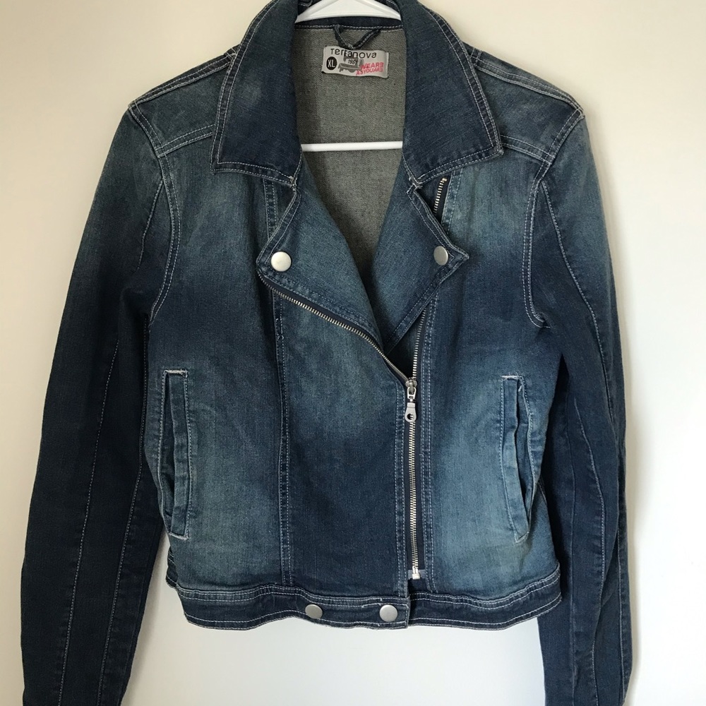 Denim Biker Jacket from Italy Sz L